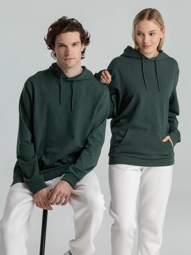 Толстовка с капюшоном унисекс Hoodie, темно-зеленый меланж Толстовка с капюшоном унисекс Hoodie, темно-зеленый меланж