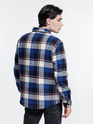 Куртка-рубашка оверсайз унисекс Noah, синяя Куртка-рубашка оверсайз унисекс Noah, синяя