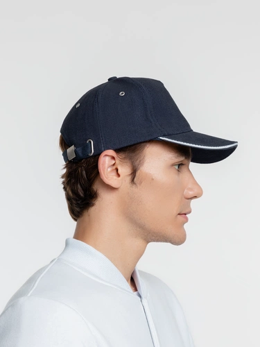 Бейсболка Classic, темно-синяя с белым кантом Бейсболка Classic, темно-синяя с белым кантом