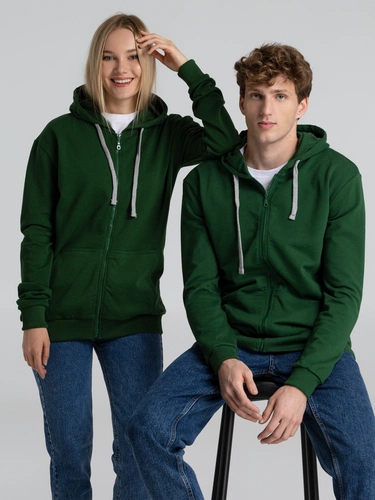 Толстовка с капюшоном на молнии Unit Siverga Heavy, темно-зеленая Толстовка с капюшоном на молнии Unit Siverga Heavy, темно-зеленая