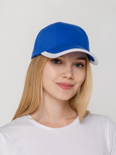 Бейсболка Honor, ярко-синяя с белым кантом Бейсболка Honor, ярко-синяя с белым кантом