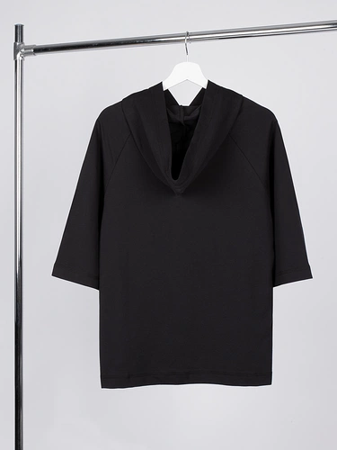 Футболка оверсайз унисекс с капюшоном Neofit, черная Футболка оверсайз унисекс с капюшоном Neofit, черная