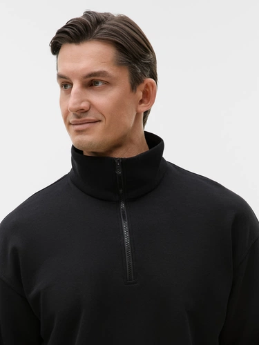 Толстовка унисекс оверсайз Ziplink Terry, черная Толстовка унисекс оверсайз Ziplink Terry, черная