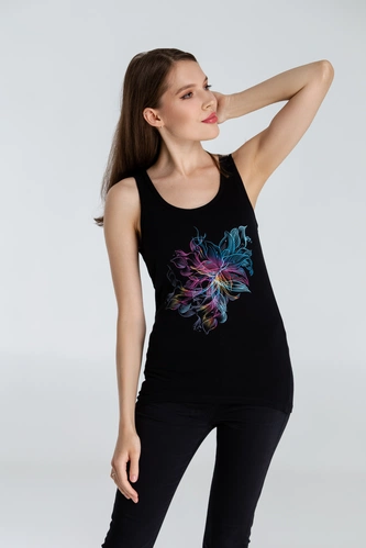 Майка женская Vibrance, черная Майка женская Vibrance, черная