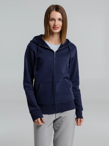 Толстовка на молнии с капюшоном унисекс King, темно-синяя Толстовка на молнии с капюшоном унисекс King, темно-синяя