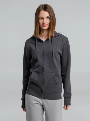 Толстовка на молнии с капюшоном унисекс King, темно-серая Толстовка на молнии с капюшоном унисекс King, темно-серая