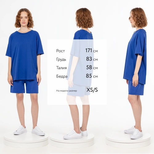 Футболка унисекс оверсайз T2, синяя Футболка унисекс оверсайз T2, синяя