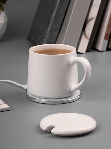 Кружка с подогревом и беспроводной зарядкой dualBase ver. 2.0 Matt, белая Кружка с подогревом и беспроводной зарядкой dualBase ver. 2.0 Matt, белая