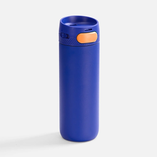 Термостакан X1 с цветной кнопкой, синий с оранжевым Термостакан X1 с цветной кнопкой, синий с оранжевым