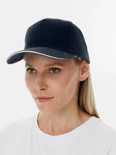 Бейсболка Long Beach, темно-синяя с белым Бейсболка Long Beach, темно-синяя с белым