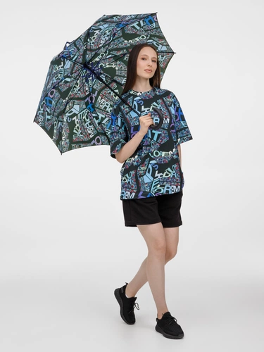 Зонт-трость Undercolor с полной запечаткой, с голубыми спицами Зонт-трость Undercolor с полной запечаткой, с голубыми спицами