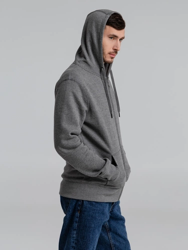 Толстовка на молнии с капюшоном унисекс King, темно-серый меланж Толстовка на молнии с капюшоном унисекс King, темно-серый меланж