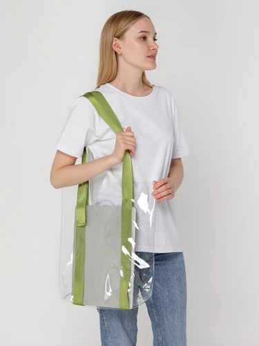 Шопер Clear Fest, прозрачный с зелеными ручками Шопер Clear Fest, прозрачный с зелеными ручками