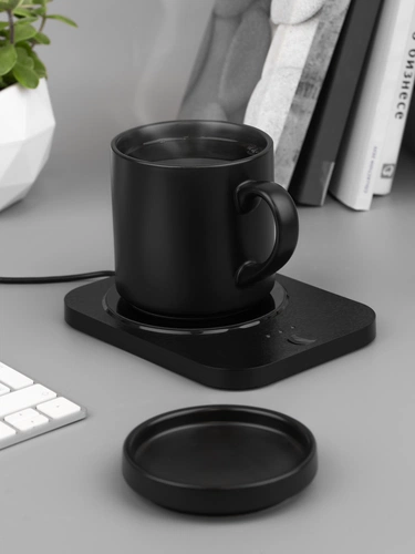 Кружка с подогревом и беспроводной зарядкой dualBase plus, черная Кружка с подогревом и беспроводной зарядкой dualBase plus, черная