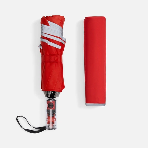 Зонт наоборот складной Futurum со светоотражающим кантом, красный Зонт наоборот складной Futurum со светоотражающим кантом, красный