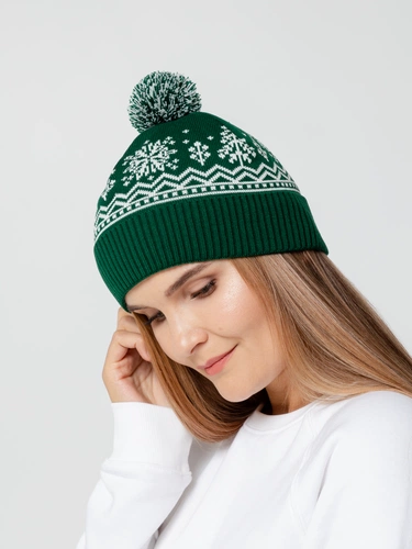 Шапка Elnik, зеленая с молочно-белым Шапка Elnik, зеленая с молочно-белым