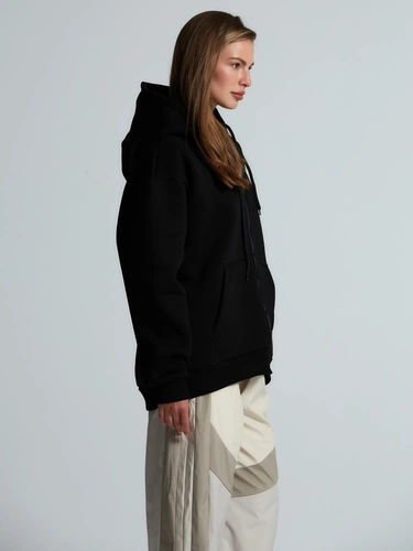 Толстовка унисекс оверсайз Zippy, черная Толстовка унисекс оверсайз Zippy, черная