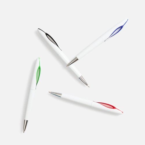 Ручка шариковая Nave, белая с зеленым Ручка шариковая Nave, белая с зеленым