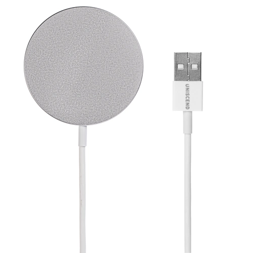 Беспроводное зарядное устройство с магнитами Magmate, серебристое Беспроводное зарядное устройство с магнитами Magmate, серебристое