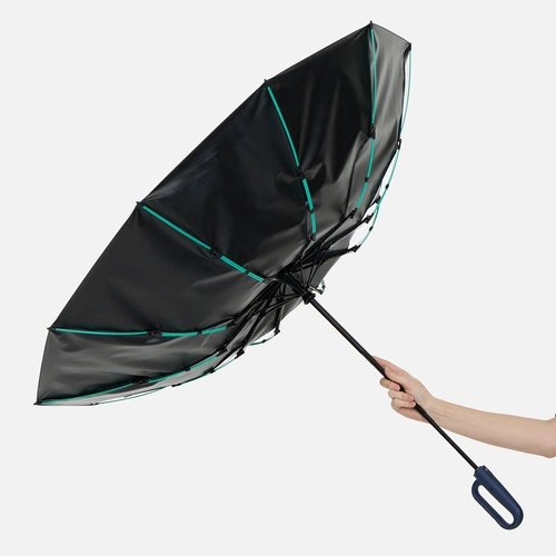 Зонт складной Skymate с УФ-защитой и ручкой-карабином, темно-синий Зонт складной Skymate с УФ-защитой и ручкой-карабином, темно-синий