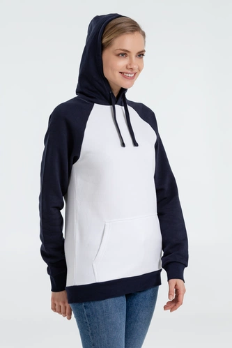 Толстовка унисекс Seattle, белая с темно-синим Толстовка унисекс Seattle, белая с темно-синим