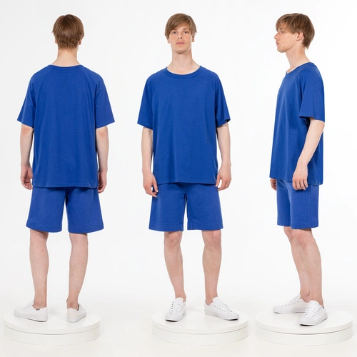 Футболка унисекс оверсайз T2, синяя Футболка унисекс оверсайз T2, синяя