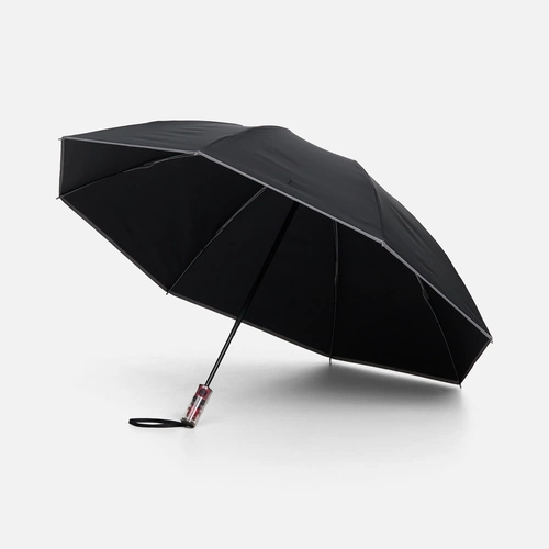 Зонт наоборот складной Futurum со светоотражающим кантом, черный Зонт наоборот складной Futurum со светоотражающим кантом, черный