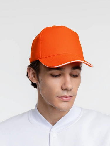 Бейсболка Classic, оранжевая с белым кантом Бейсболка Classic, оранжевая с белым кантом