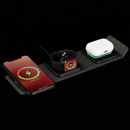 Складная станция беспроводной зарядки triFlex, черная Складная станция беспроводной зарядки triFlex, черная