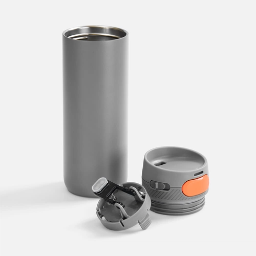 Термостакан X1 с цветной кнопкой, серый с оранжевым Термостакан X1 с цветной кнопкой, серый с оранжевым