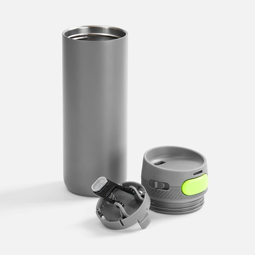 Термостакан X1 с цветной кнопкой, серый с желтым Термостакан X1 с цветной кнопкой, серый с желтым