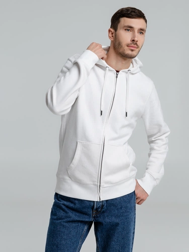 Толстовка на молнии с капюшоном унисекс King, белая Толстовка на молнии с капюшоном унисекс King, белая