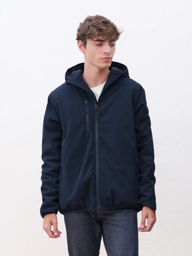 Куртка софтшелл с капюшоном мужская Falcon Men, черная Куртка софтшелл с капюшоном мужская Falcon Men, черная