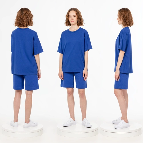 Футболка унисекс оверсайз T3, синяя Футболка унисекс оверсайз T3, синяя