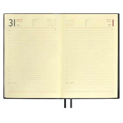 Ежедневник Merida, датированный, черный Ежедневник Merida, датированный, черный