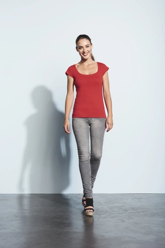 Футболка женская Melrose 150 с глубоким вырезом, ярко-розовая (фуксия) Футболка женская Melrose 150 с глубоким вырезом, ярко-розовая (фуксия)