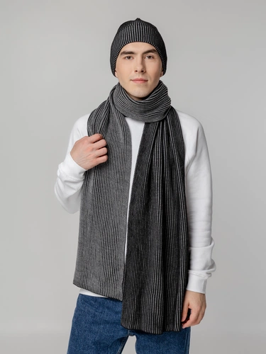 Шарф Nobilis, черный с серым меланжем Шарф Nobilis, черный с серым меланжем