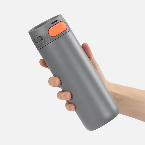 Термостакан X1 с цветной кнопкой, серый с оранжевым Термостакан X1 с цветной кнопкой, серый с оранжевым