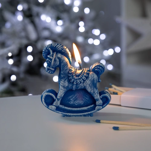 Свеча фигурная «Лошадка-качалка», синяя Свеча фигурная «Лошадка-качалка», синяя