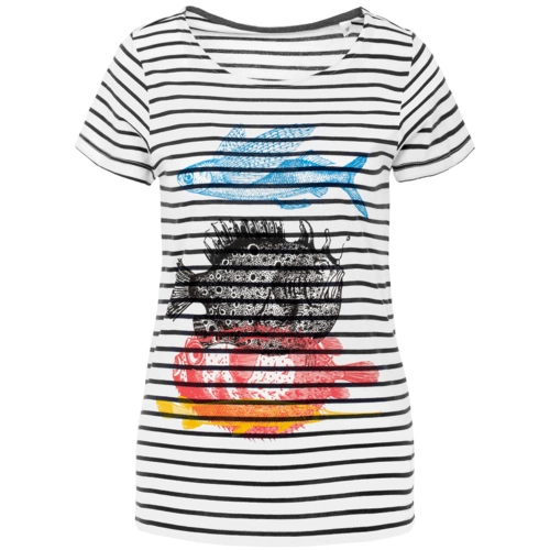 Футболка женская «Морские обитатели», белая с темно-синим Футболка женская «Морские обитатели», белая с темно-синим