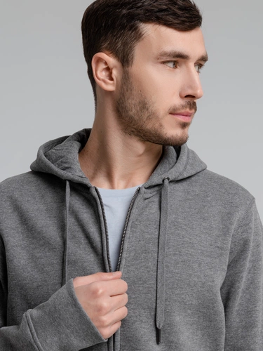 Толстовка на молнии с капюшоном унисекс King, темно-серый меланж Толстовка на молнии с капюшоном унисекс King, темно-серый меланж