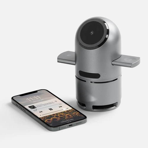 Bluetooth-колонка с беспроводной зарядкой Droid, серая Bluetooth-колонка с беспроводной зарядкой Droid, серая