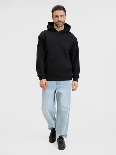 Худи унисекс оверсайз Songo, черное Худи унисекс оверсайз Songo, черное