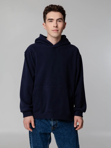 Худи флисовое унисекс Manakin, темно-синее Худи флисовое унисекс Manakin, темно-синее