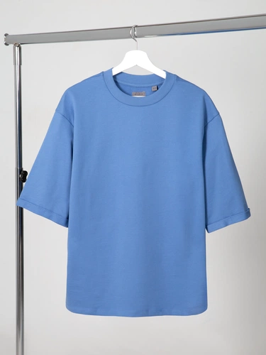 Футболка оверсайз унисекс Kosmos 2.0, синяя Футболка оверсайз унисекс Kosmos 2.0, синяя