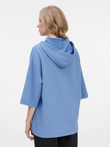 Футболка оверсайз унисекс с капюшоном Neofit, синяя Футболка оверсайз унисекс с капюшоном Neofit, синяя