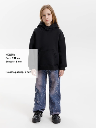 Худи детское оверсайз Junipero, черное Худи детское оверсайз Junipero, черное