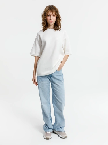 Джемпер с коротким рукавом Siluetti Volumica, молочно-белый Джемпер с коротким рукавом Siluetti Volumica, молочно-белый