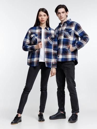 Куртка-рубашка оверсайз унисекс Noah, синяя Куртка-рубашка оверсайз унисекс Noah, синяя