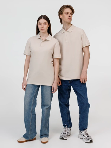Рубашка поло унисекс Pacific, бежевая (льняная) Рубашка поло унисекс Pacific, бежевая (льняная)